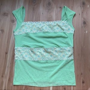 Cosabella Green Camisole with Lace Accents